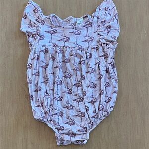 kate quinn Pink Flamingo-Print Flutter Sleeve One-Piece